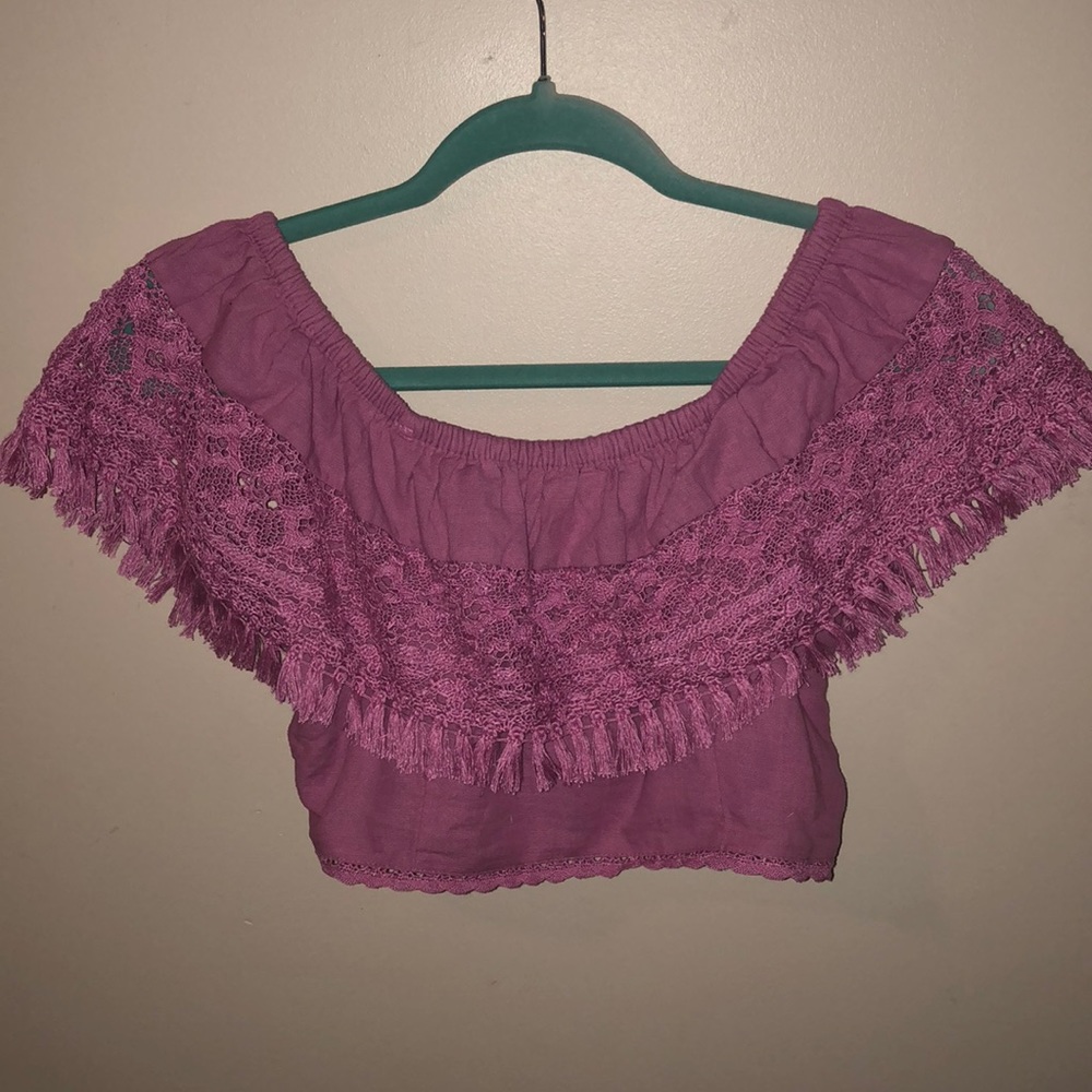 Pink off the shoulder American Eagle top